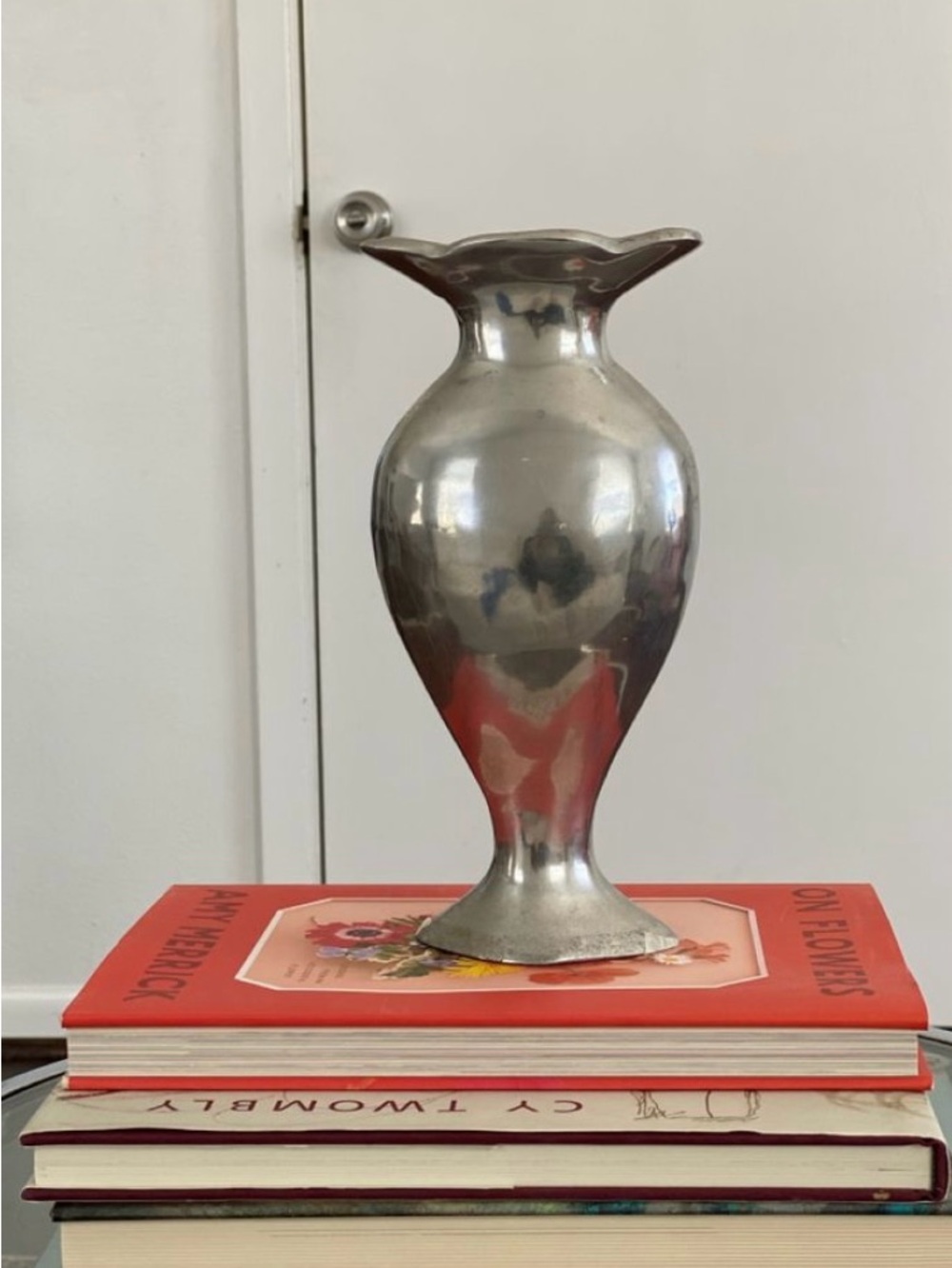 Vintage French Sculptural Metal Vase